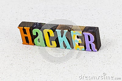 Hacker internet data security network letterpress phishing malware attack Stock Photo