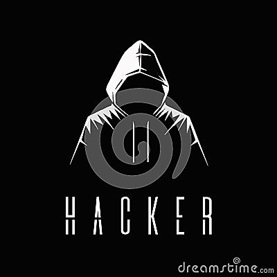 Hacker logo. Computer hacker, guy in a hoodie Vector Illustration