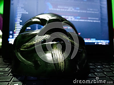 Hacker Mask Black Hat Stock Photo