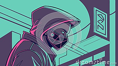 Hacker in mask illustration, cybersecurity and digital threat concept vector design Generative AI Vector Illustration