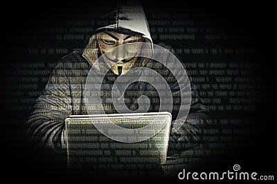 Hacker with mask Editorial Stock Photo