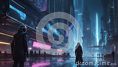 Hacker's Luminosity: Neon Ode. Generative AI Stock Photo