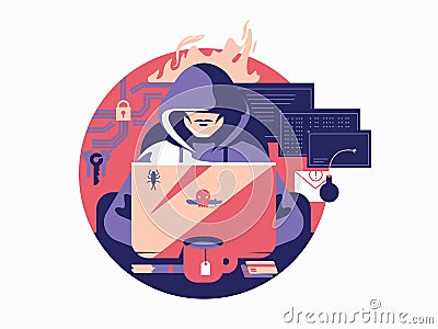 Hacker in shadowing Vector Illustration