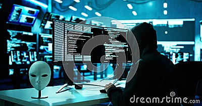 Hacker Stealing Data From Computer Stock Photo