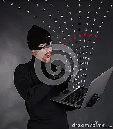 Hacker stealing data Stock Photo