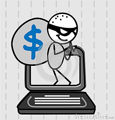 Hacker thief Vector Cartoon Illustration
