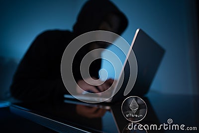 Hacker try to hack ethereum blockchain system Editorial Stock Photo