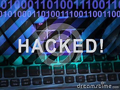 Hacker Typing Hacked Data Alert 3d Illustration Stock Photo