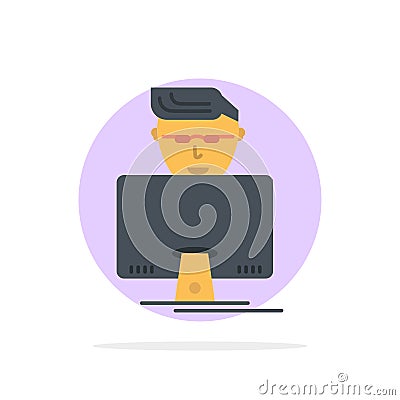 Hacker, User, Gamer, Programmer Abstract Circle Background Flat color Icon Vector Illustration