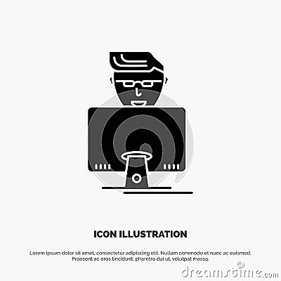 Hacker, User, Gamer, Programmer solid Glyph Icon vector Vector Illustration