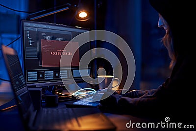 hacker using computer virus for cyber attack Editorial Stock Photo