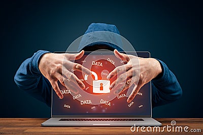 Hacker usurp computer and data leakage concept Stock Photo