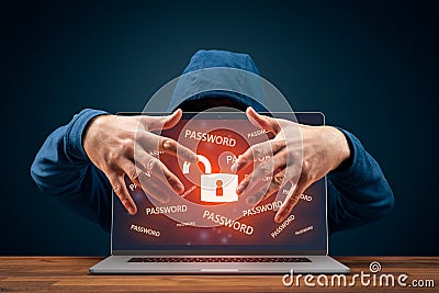 Hacker usurp computer and password leakage concept Stock Photo