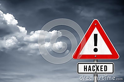 Hacker - warning sign Cartoon Illustration