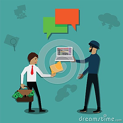 The hacker was employment from meanness man to trick betray a competitor - vector Vector Illustration
