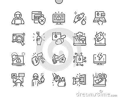 Hacker Well-crafted Pixel Perfect Vector Thin Line Icons 30 2x Grid for Web Graphics and Apps. Vector Illustration
