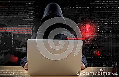 Hacker at work Stock Photo