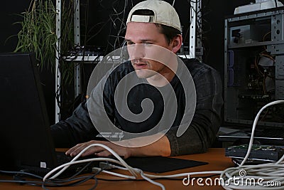 Hacker working Stock Photo
