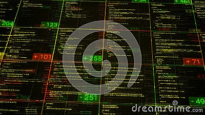 Hacking activities on computer black screen. Animation. Cybercrime network activities with hacker terminal lines on Stock Photo