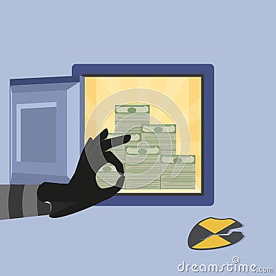 Hacking bank safe Vector Illustration