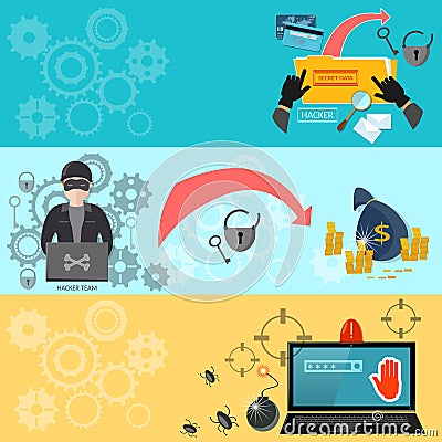 Hacking banners Vector Illustration