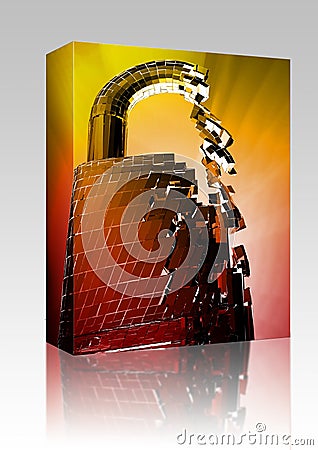 Hacking bypass security box package Cartoon Illustration
