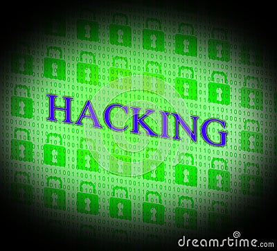 Hacking Online Indicates World Wide Web And Unauthorized Stock Photo