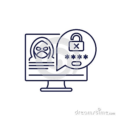 hacking, unauthorized access line icon Vector Illustration