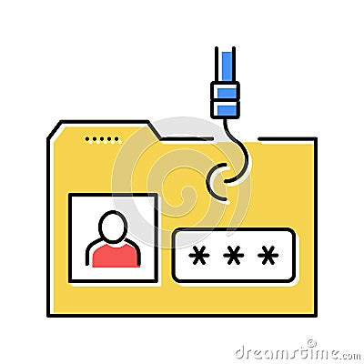 hacking user folder color icon vector illustration Vector Illustration