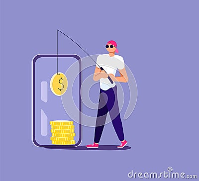 Hacking user private information Vector Illustration