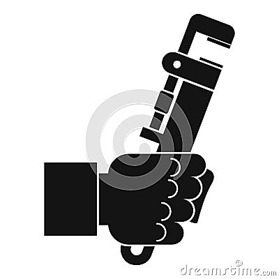 Hacksaw in man hand icon, simple style Vector Illustration