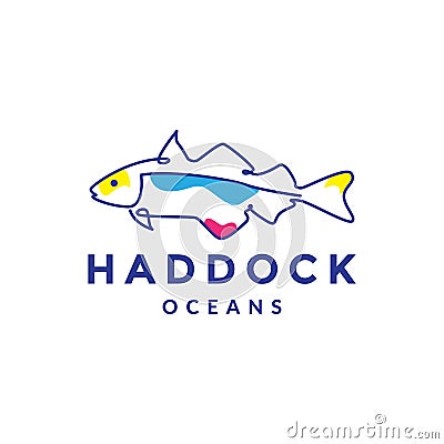 Haddock fish abstract logo design Vector Illustration