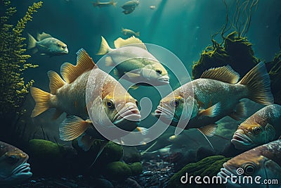 Haddock Fish Underwater Lush Nature by Generative AI Stock Photo