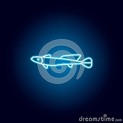 haddock icon. Detailed set of sea foods illustrations in neon style. Signs and symbols can be used for web, logo, mobile app, UI, Cartoon Illustration