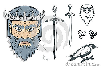 Hades - the ancient Greek god of the underworld of the dead. Greek mythology. Sword of hell and the raven. Olympian gods Stock Photo