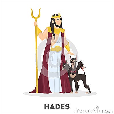 Hades greek god with dog. Ancient history Vector Illustration