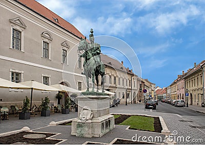 Hadik Andras bronze equestrian statue, Budapest, Hungary Editorial Stock Photo