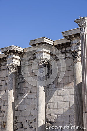 Hadrian Library, remains of Roman Emperor Hadrian building in antique times, Athens, Greece Stock Photo