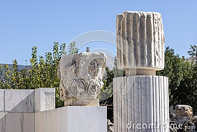 Hadrian Library, remains of Roman Emperor Hadrian building in antique times, Athens, Greece Stock Photo