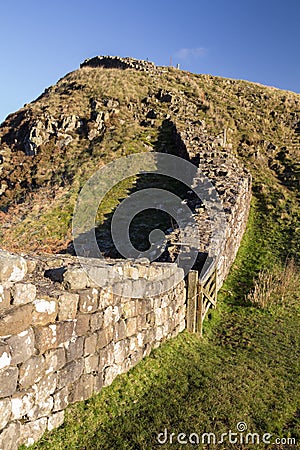 Hadrians wall landscape Northumberland, UK Stock Photo