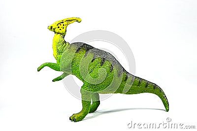 Hadrosaur dinosaur plastic on a white background . Stock Photo