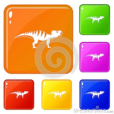 Hadrosaurid dinosaur icons set vector color Vector Illustration