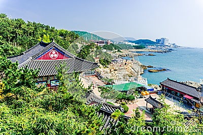Haedong Yonggungsa, Chinese buddhism temple located on the rock cape of East Sea Editorial Stock Photo