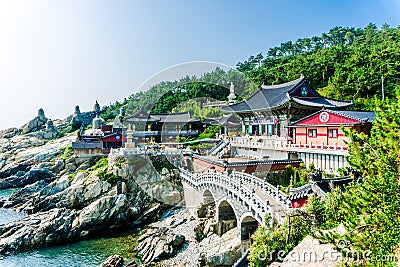 Haedong Yonggungsa, Chinese buddhism temple in South Korea. Editorial Stock Photo