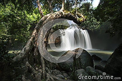 Haew Suwat Waterfall Stock Photo