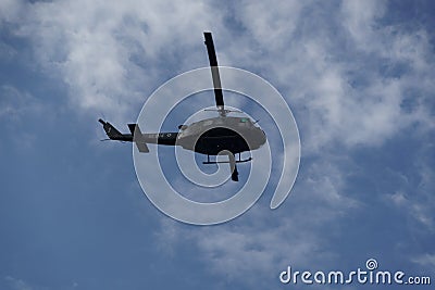 HAF Huey helicopter during an air show. Greek Air Force Agusta-Bell AB-205 flying on Thessaloniki, Greece during the 28 October Editorial Stock Photo