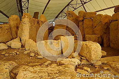 Hagar Qim - megalithic temple complex in Island of Malta Stock Photo