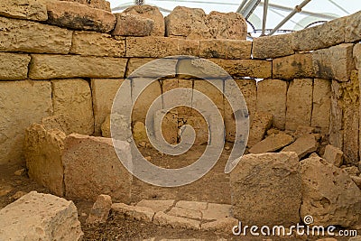 Hagar Qim Temple Chamber Stock Photo