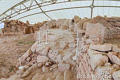 Hagar Qim temple complex found on the island of Malta Editorial Stock Photo