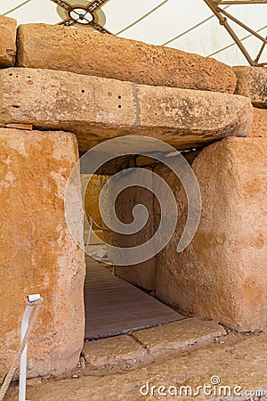 Hagar Qim Temple Door Stock Photo